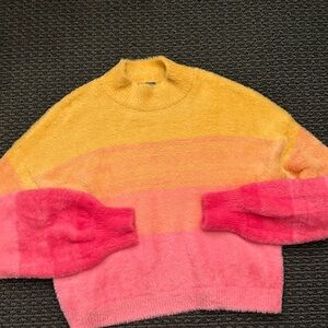 Wild Fable Yellow and Pink Striped Sweater